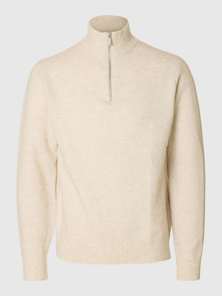 Selected LONG SLEEVED HALF-ZIP JUMPER, Oatmeal, highres - 16097087_Oatmeal_001.jpg