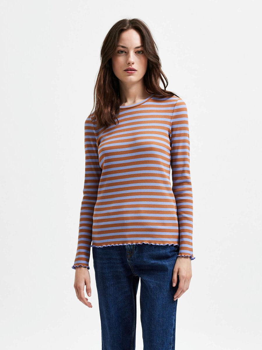 Selected STRIPED - LONG-SLEEVED T-SHIRT, Jacaranda, highres - 16078946_Jacaranda_975749_003.jpg