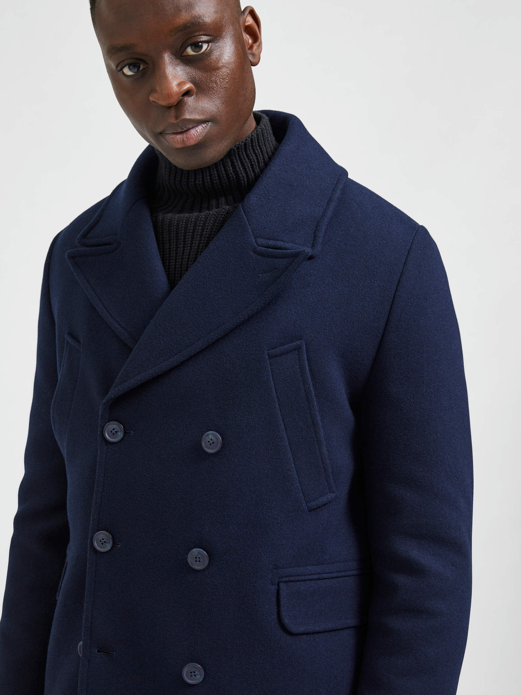 DOUBLE BREASTED COAT Blue SELECTED HOMME