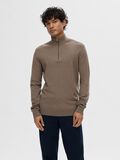 Selected HALF-ZIP PULL EN MAILLE, Teak, highres - 16074687_Teak_779218_003.jpg