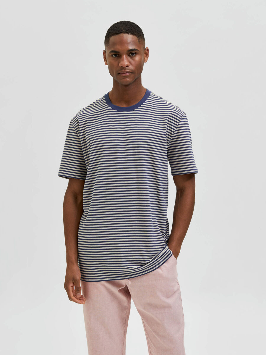 Selected GESTREIFTES T-SHIRT, Navy Blue, highres - 16083424_NavyBlue_003.jpg