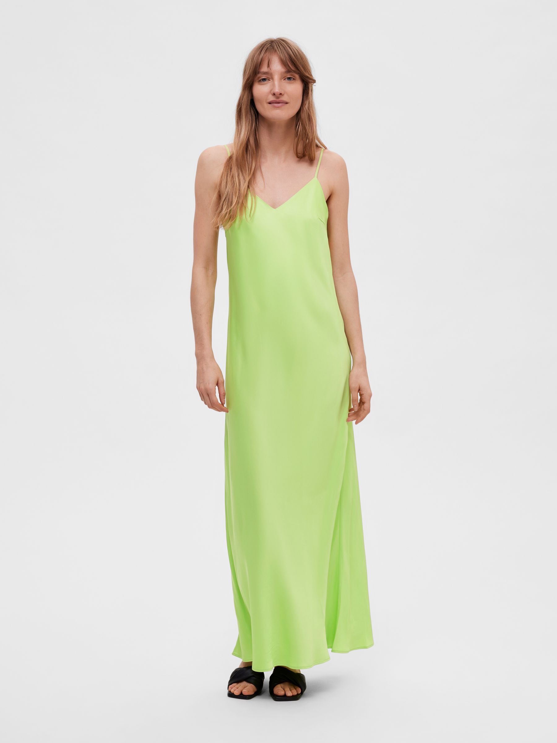 SATIN SLIP DRESS Green SELECTED FEMME