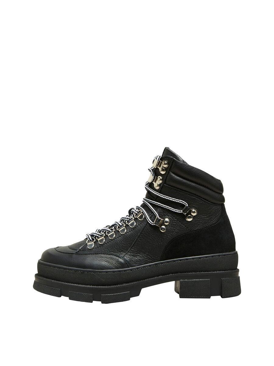 Selected HIKING STYLE LEATHER BOOTS, Black, highres - 16081303_Black_001.jpg