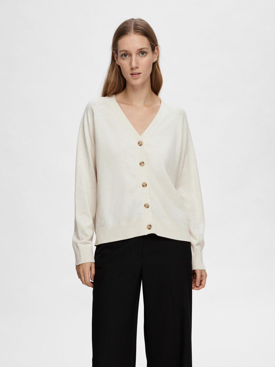 Selected LONG-SLEEVED KNITTED CARDIGAN, Birch, highres - 16092654_Birch_1099514_003.jpg