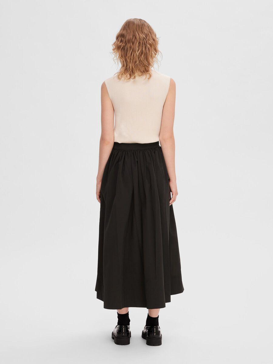 Selected HIGH-WAISTED MIDI SKIRT, Black, highres - 16090961_Black_004.jpg
