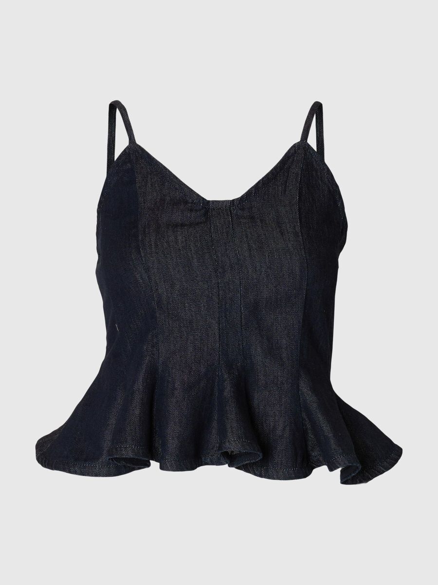 Selected DENIM  STRAP TOP, Dark Blue Denim, highres - 16099018_DarkBlueDenim_001.jpg