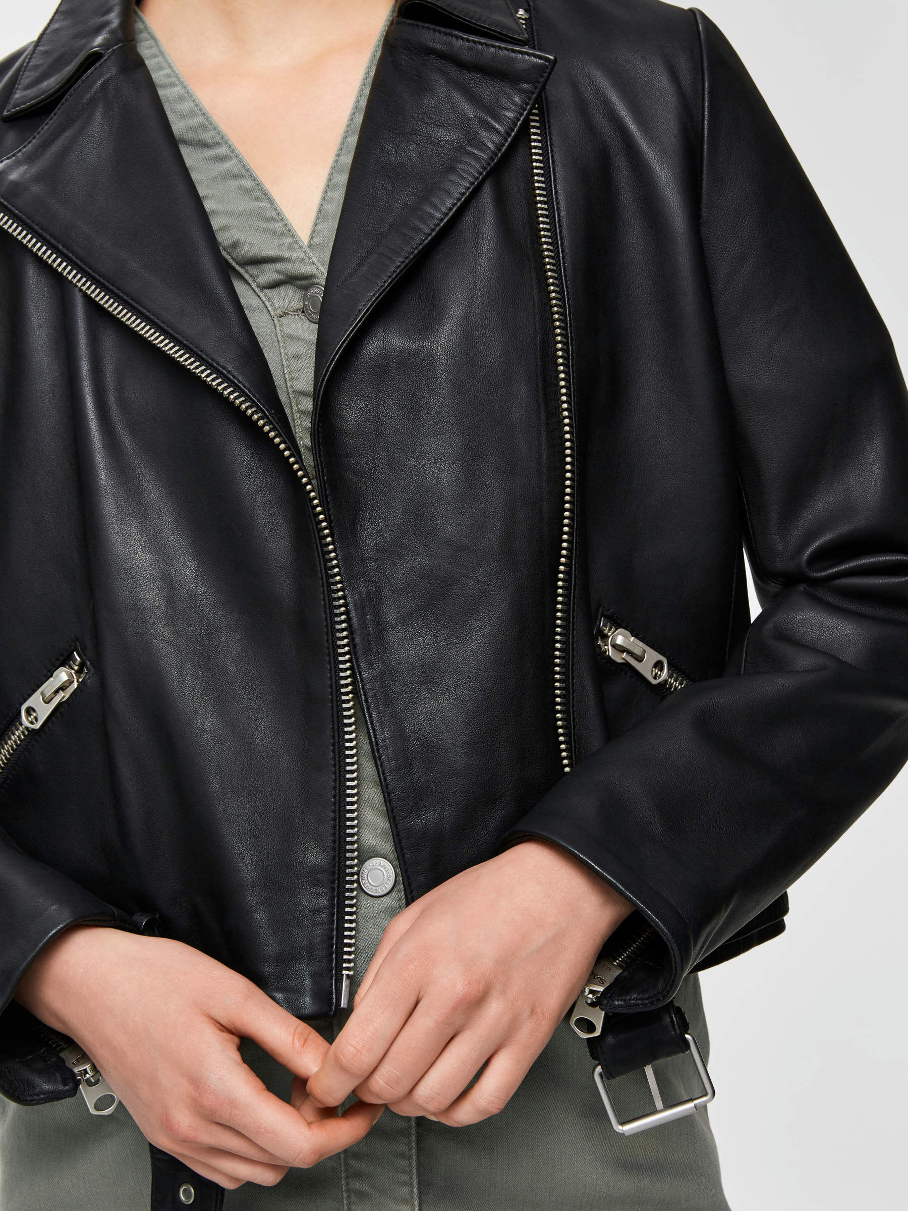 Selected femme leather biker jacket top
