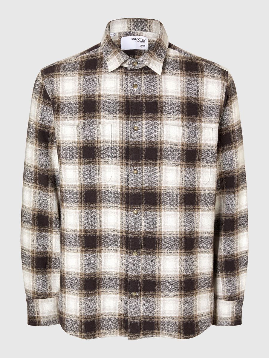 Selected 100% KATOEN FLANELLEN SHIRT, Chocolate Torte, highres - 16094899_ChocolateTorte_1126863_001.jpg