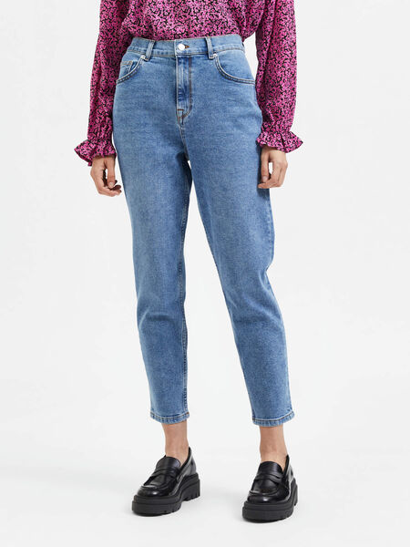 Selected HOOG GETAILLEERD MOM JEANS, Medium Blue Denim, highres - 16087632_MediumBlueDenim_003.jpg