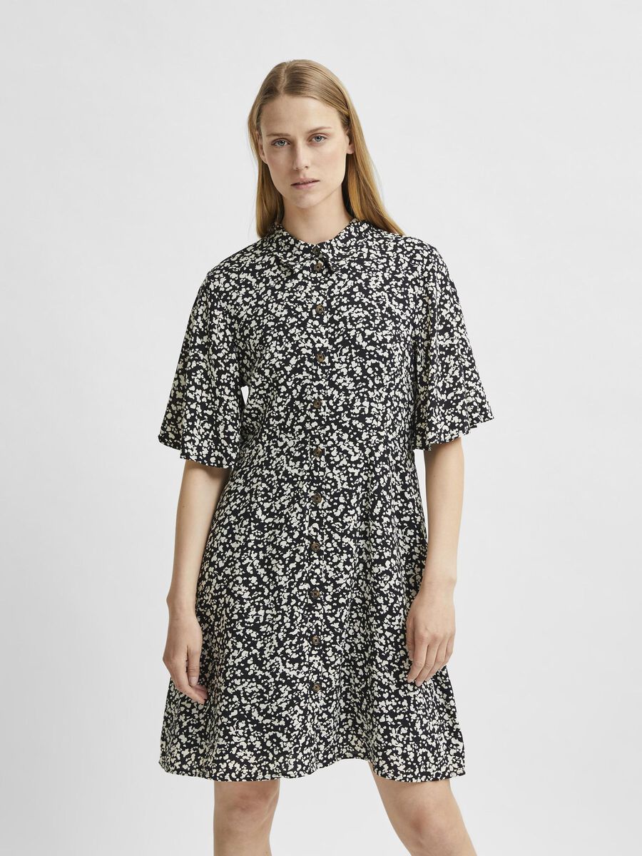 Selected ALL-OVER PRINT WIDE SLEEVE DRESS, Black, highres - 16079343_Black_848870_003.jpg