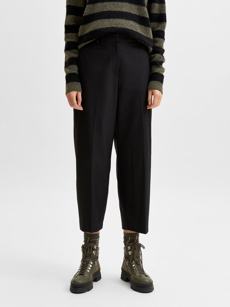Selected WIDE FIT CROPPED TROUSERS, Black, highres - 16080540_Black_003.jpg