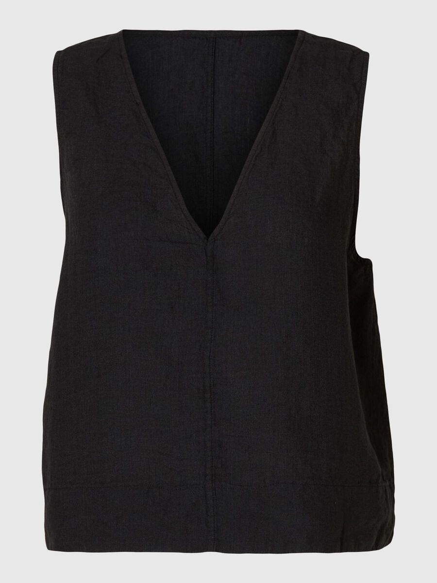 Selected 100% LEINEN WENDBARES TOP, Black, highres - 16097879_Black_001.jpg