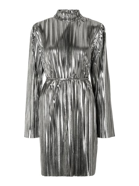 Selected PLISSÉ PLEATED MINI DRESS, Silver, highres - 16091843_Silver_001.jpg
