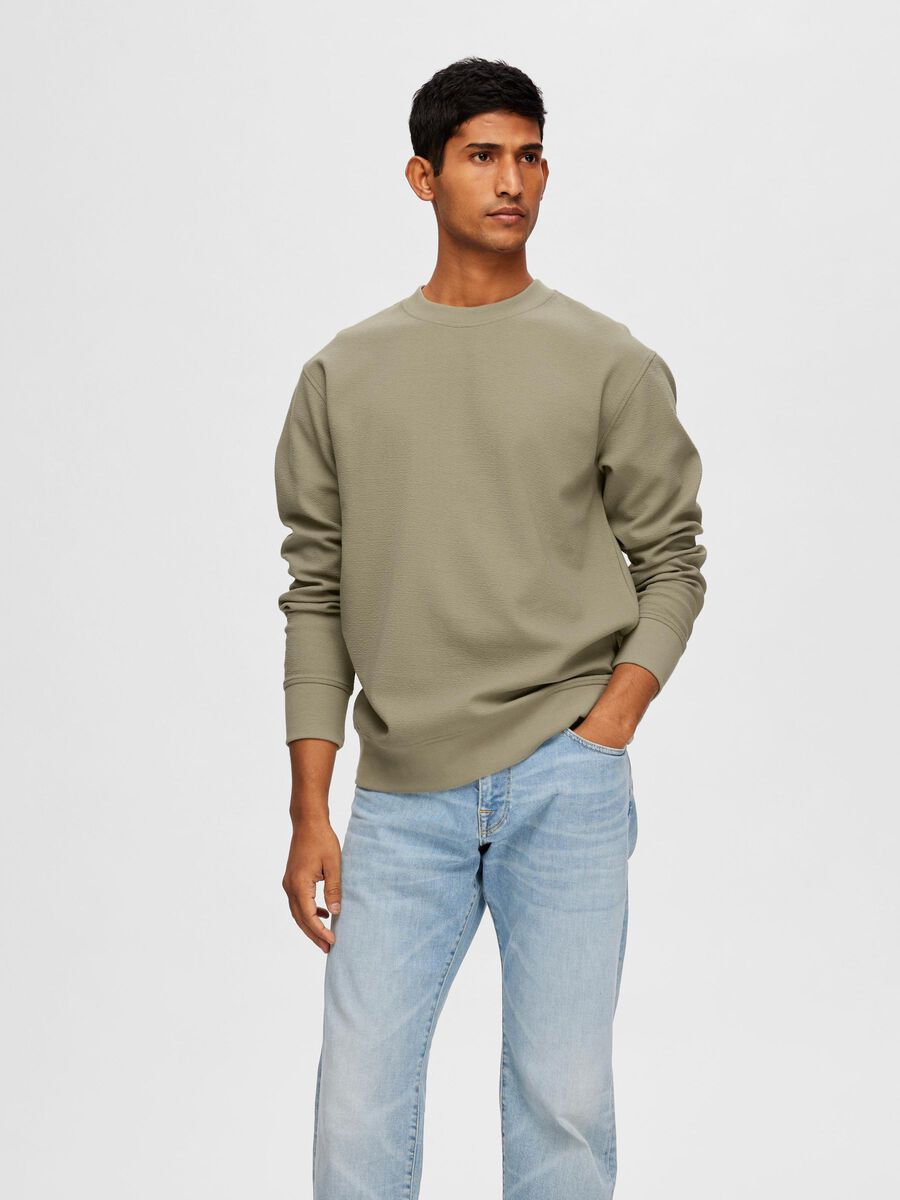 Selected CREW NECK SWEATSHIRT, Vetiver, highres - 16093420_Vetiver_003.jpg