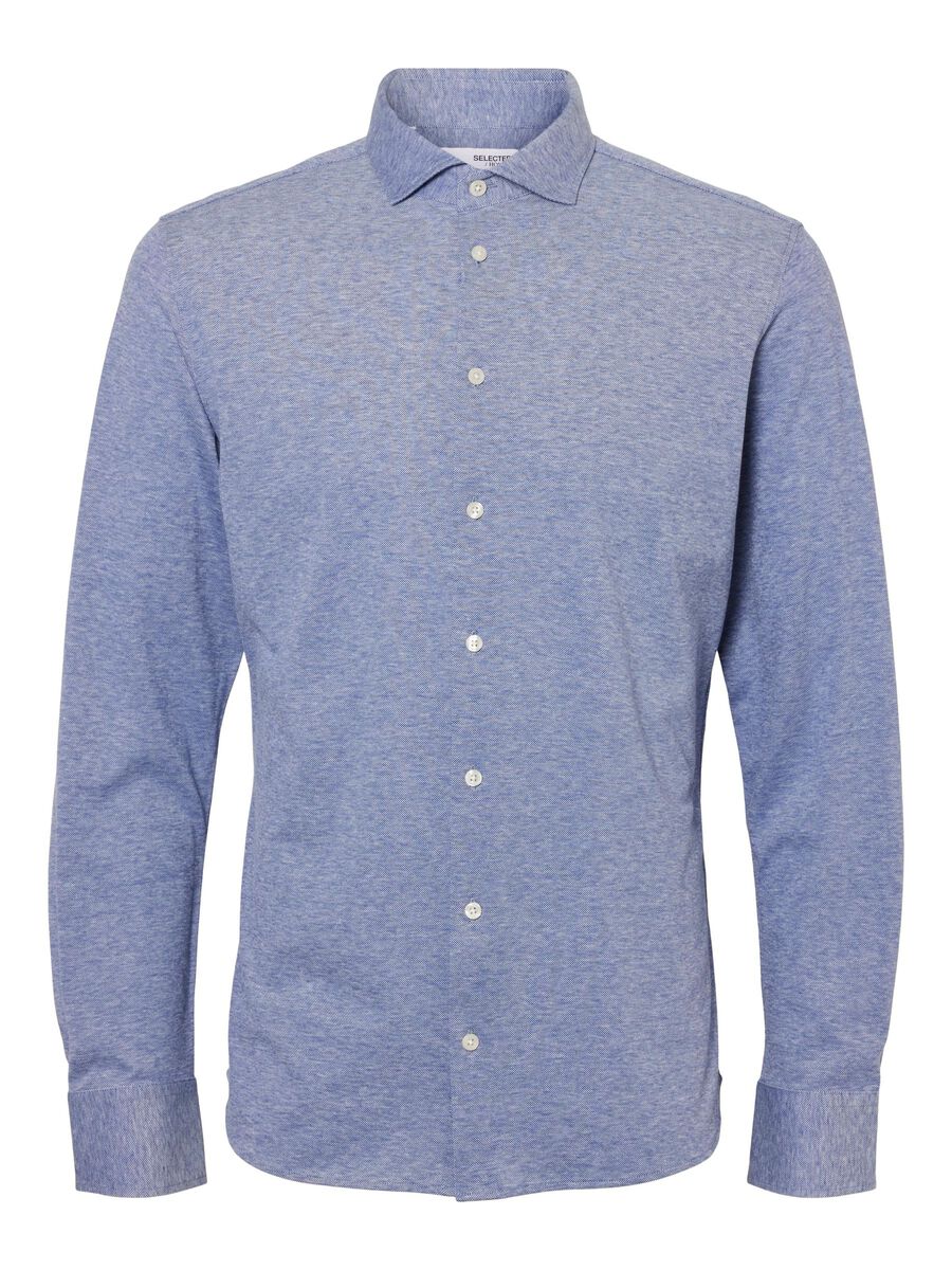 Selected PIQUÉ LANGÆRMET SKJORTE, Cashmere Blue, highres - 16090208_CashmereBlue_001.jpg