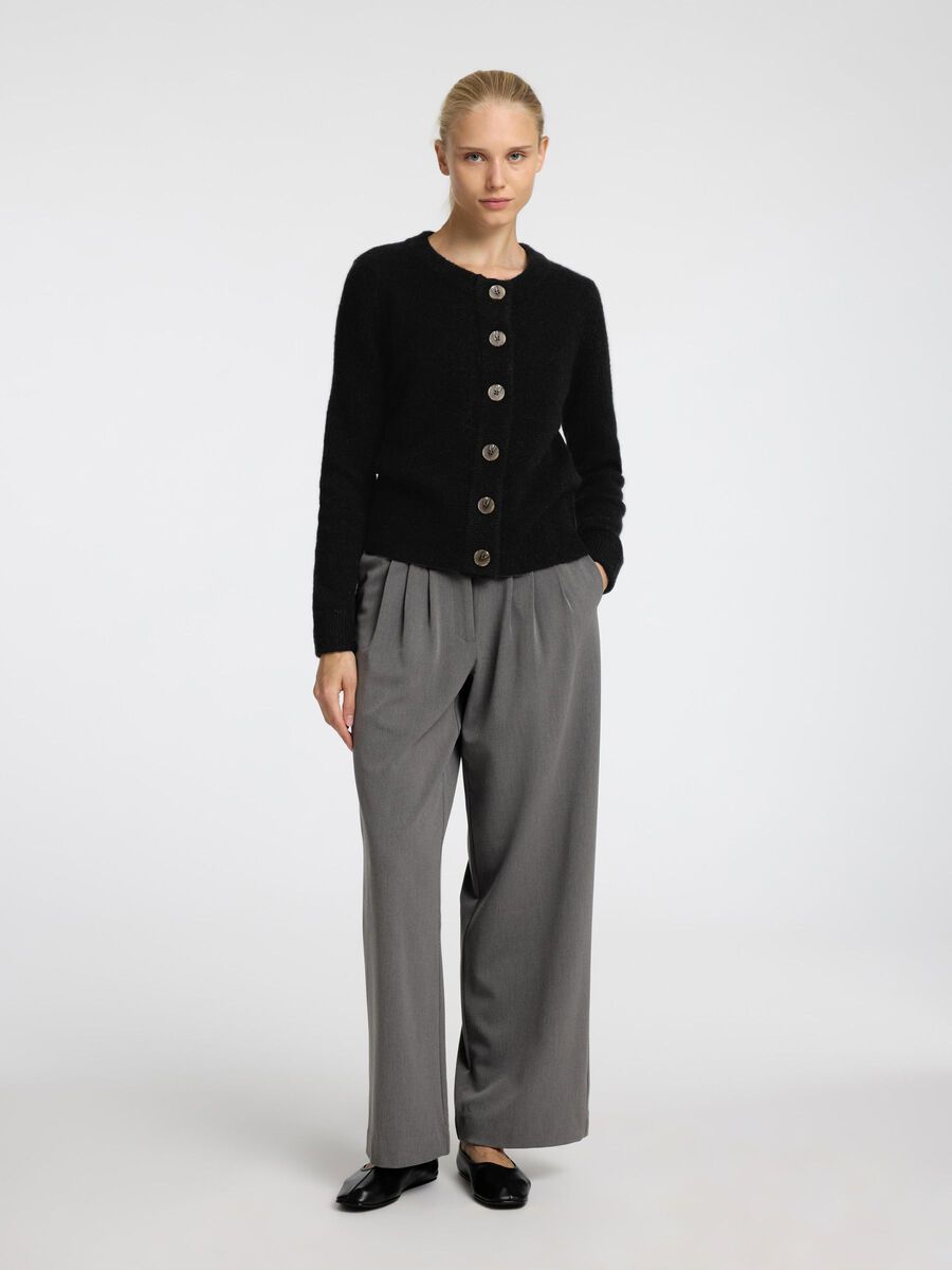 Selected WOOL BLEND KNITTED CARDIGAN, Black, highres - 16094281_Black_005.jpg