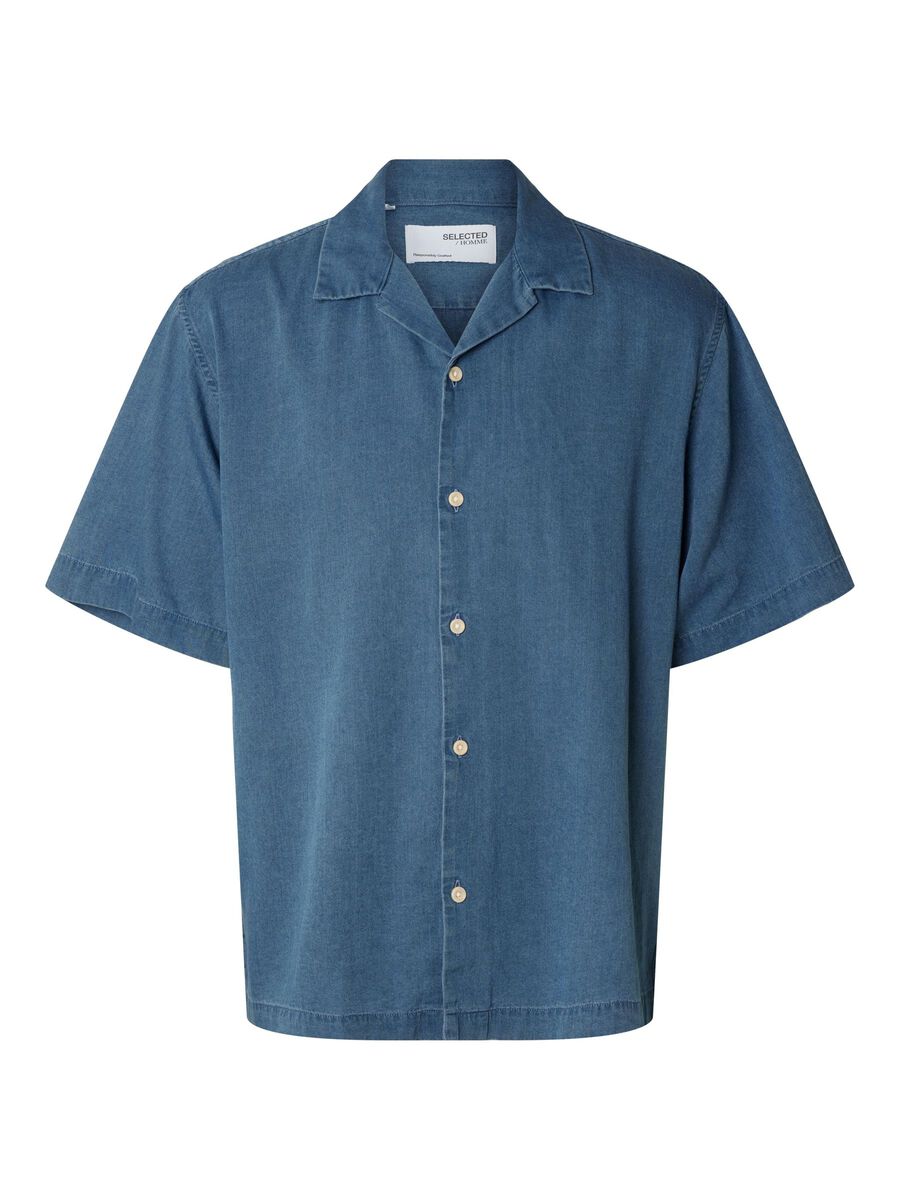 Selected SHORT SLEEVED DENIM SHIRT, Light Blue Denim, highres - 16093656_LightBlueDenim_001.jpg