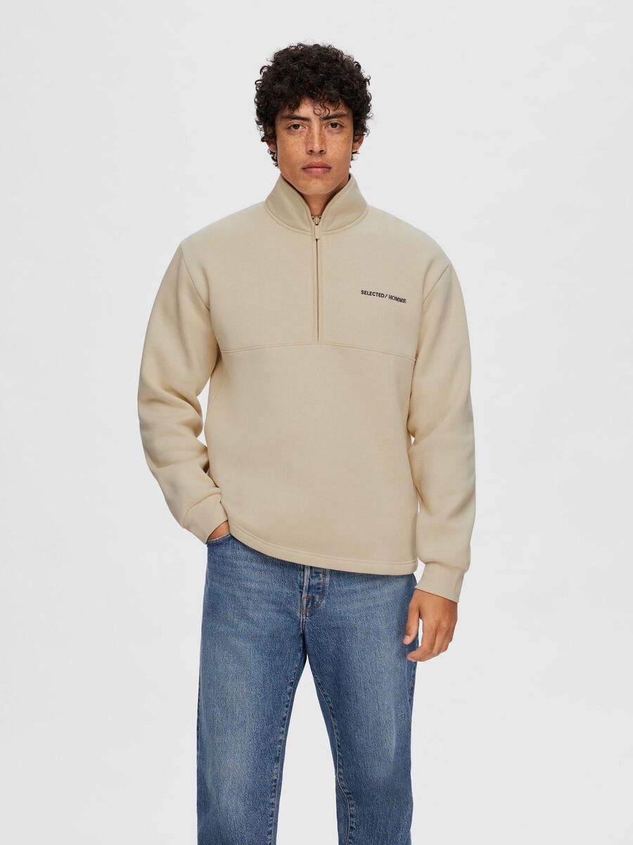 Selected HALV GLIDELÅS PULLOVER, Oatmeal, highres - 16091927_Oatmeal_003.jpg