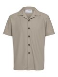 Selected RIBBED CUBAN COLLAR SHORT SLEEVED SHIRT, Pure Cashmere, highres - 16090778_PureCashmere_001.jpg