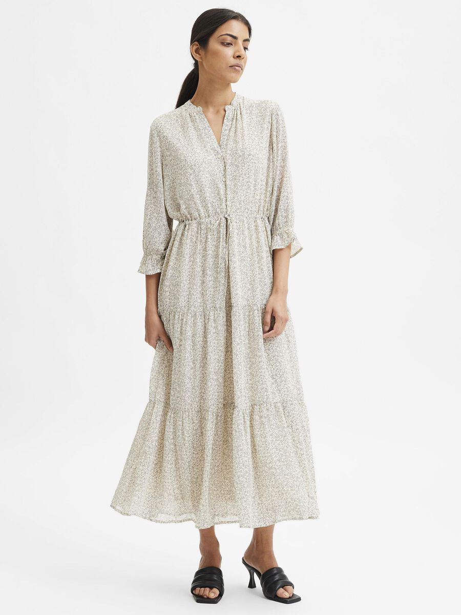 Selected 3/4 SLEEVED MAXI DRESS, Birch, highres - 16080873_Birch_876757_003.jpg