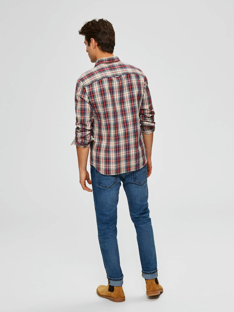 Selected SLIM FIT CHECKED - SHIRT, Bone White, highres - 16071935_BoneWhite_733417_004.jpg