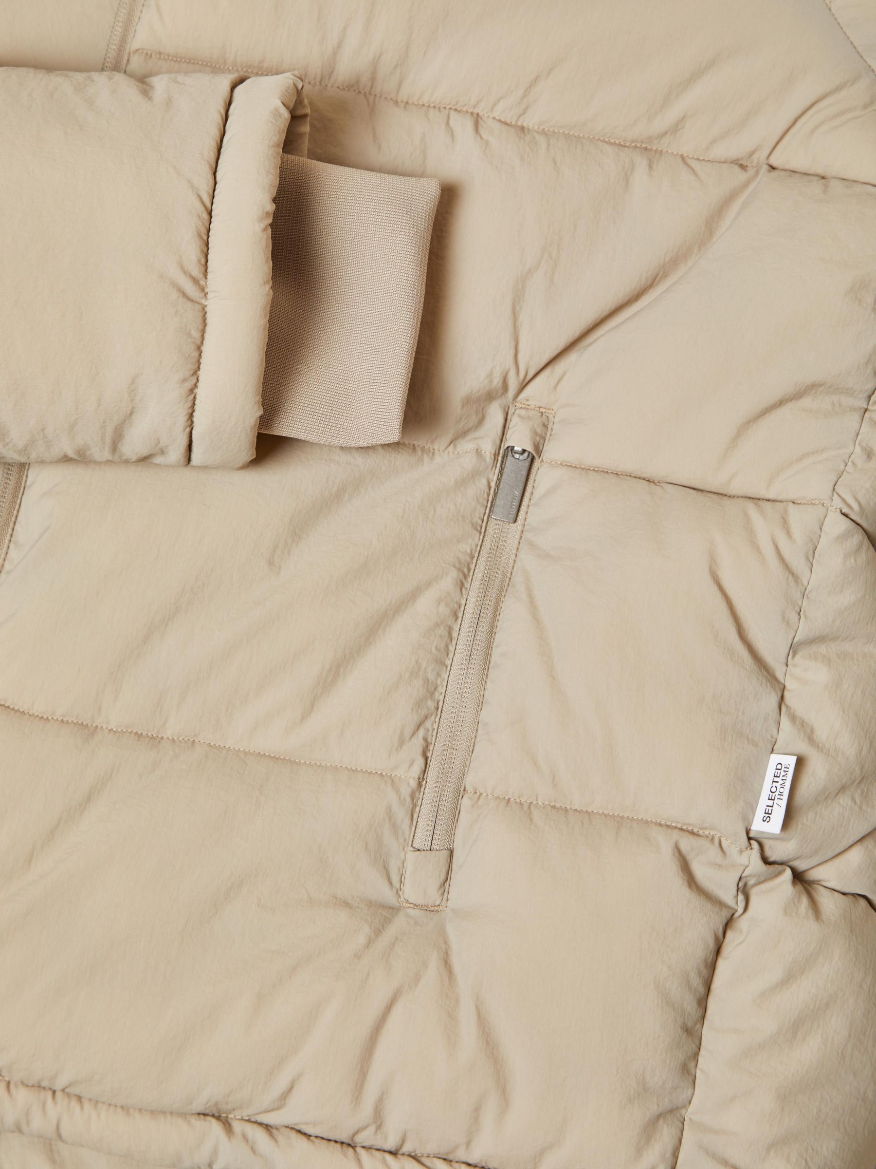 HOODED PUFFER JACKET Beige SELECTED HOMME
