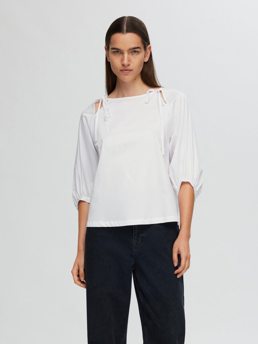 Selected LOOSE 3/4 SLEEVED BLOUSE, Bright White, highres - 16097349_BrightWhite_003.jpg