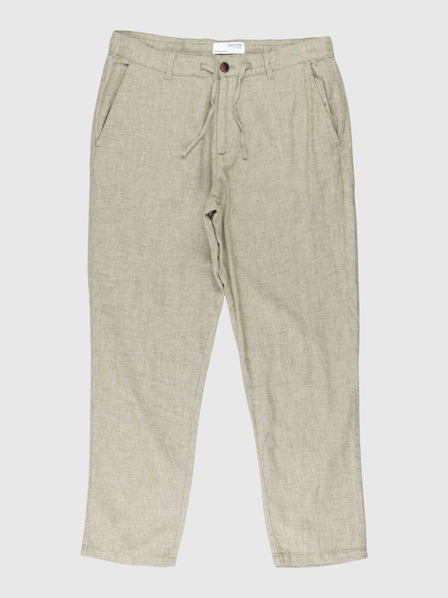 Selected SLIM TAPERED LINEN BLEND TROUSERS, Olive Branch, highres - 80000230_OliveBranch_983084_001.jpg
