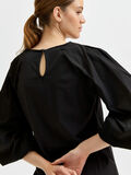 Selected 3/4 LENGTH PUFF SLEEVED DRESS, Black, highres - 16080782_Black_006.jpg