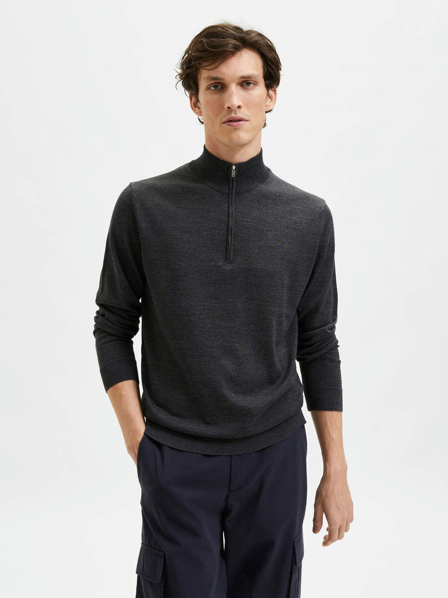 Selected KVART GLIDELÅS PULLOVER, Medium Grey Melange, highres - 16085081_MediumGreyMelange_003.jpg