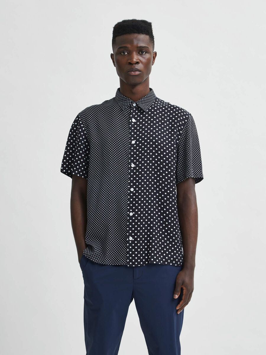 Selected SOFT UNEVEN DOTS TENCEL™ LYOCELL SHIRT, Black, highres - 16079972_Black_856148_003.jpg