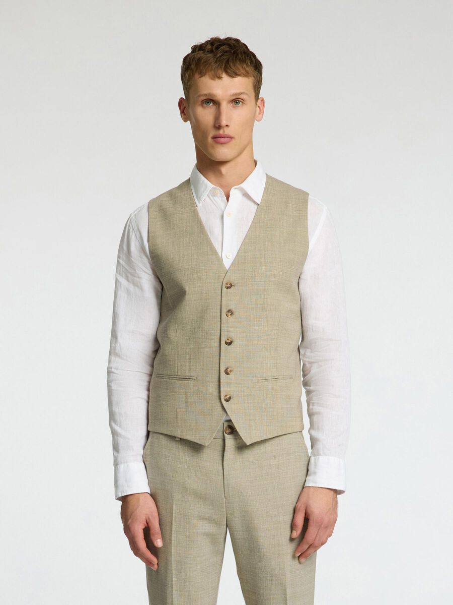 Selected SLIM FIT  WAISTCOAT, Sand, highres - 16097514_Sand_003.jpg