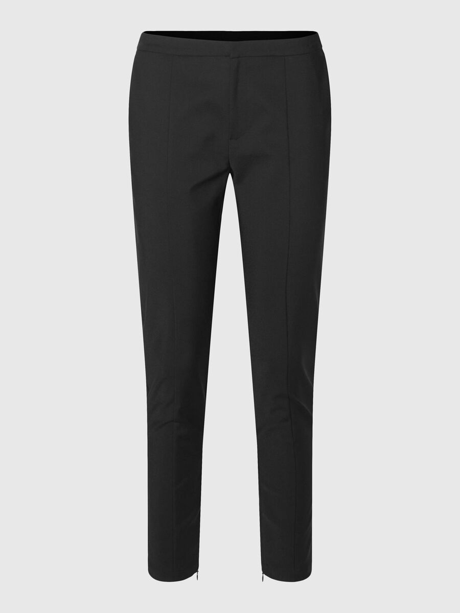 Selected CROPPED SLIM-FIT TROUSERS, Black, highres - 16093550_Black_001.jpg