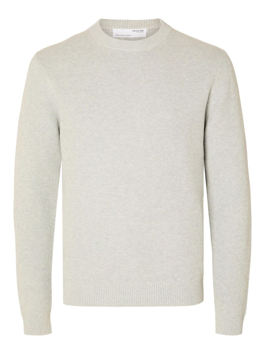 Selected SWEAT-SHIRTS RAS DE COU PULL, Light Grey Melange, highres - 16092599_LightGreyMelange_001.jpg