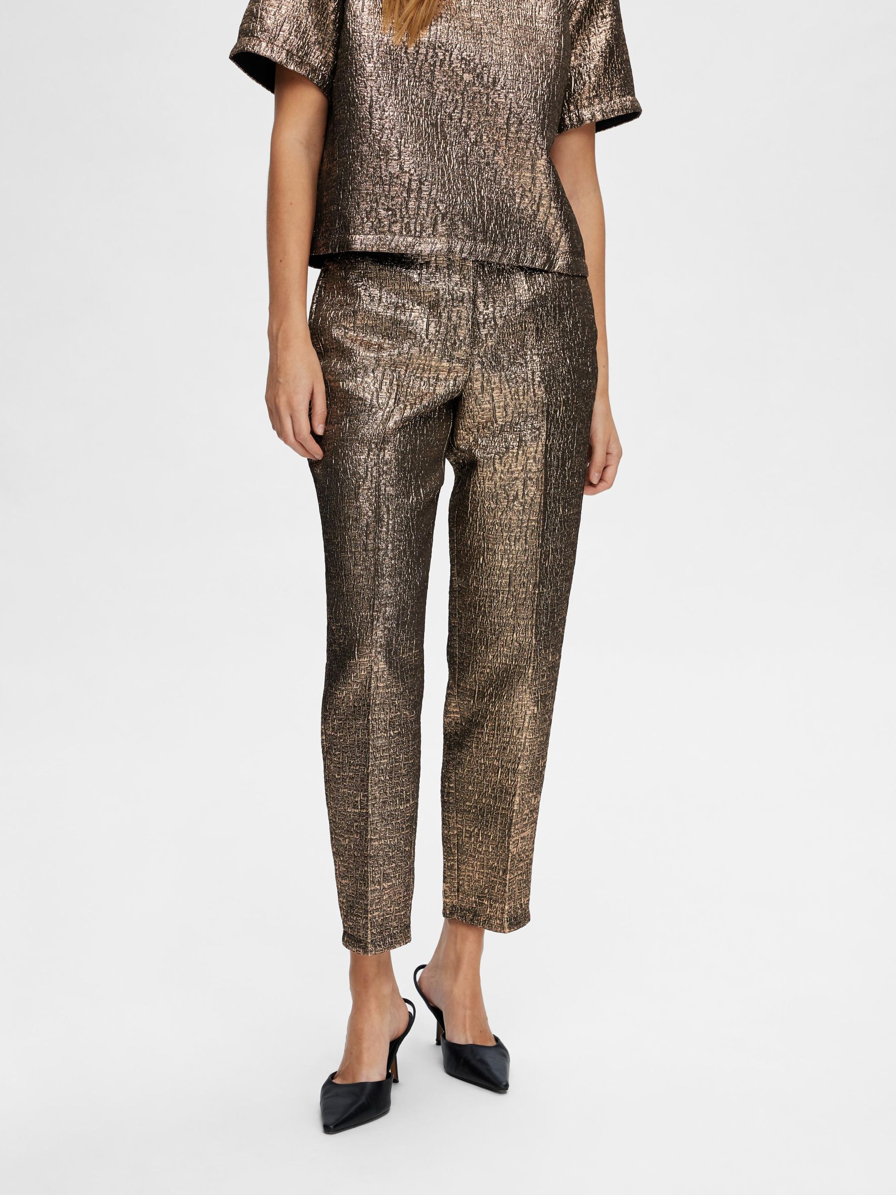 Gold sale metallic trousers