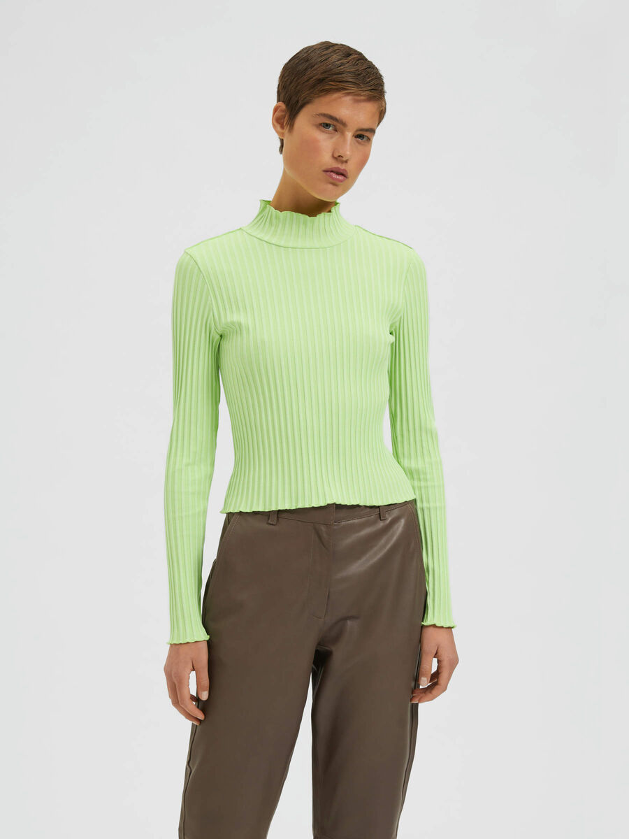 Selected RIBBED LONG SLEEVED TOP, Pistachio Green, highres - 16088128_PistachioGreen_003.jpg