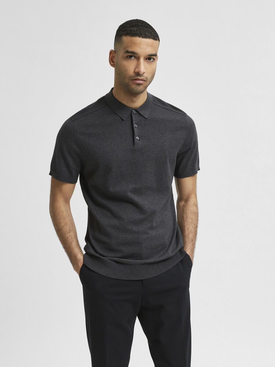 Selected SOFT PIMA COTTON POLO SHIRT, Antracit, highres - 16074685_Antracit_830708_003.jpg