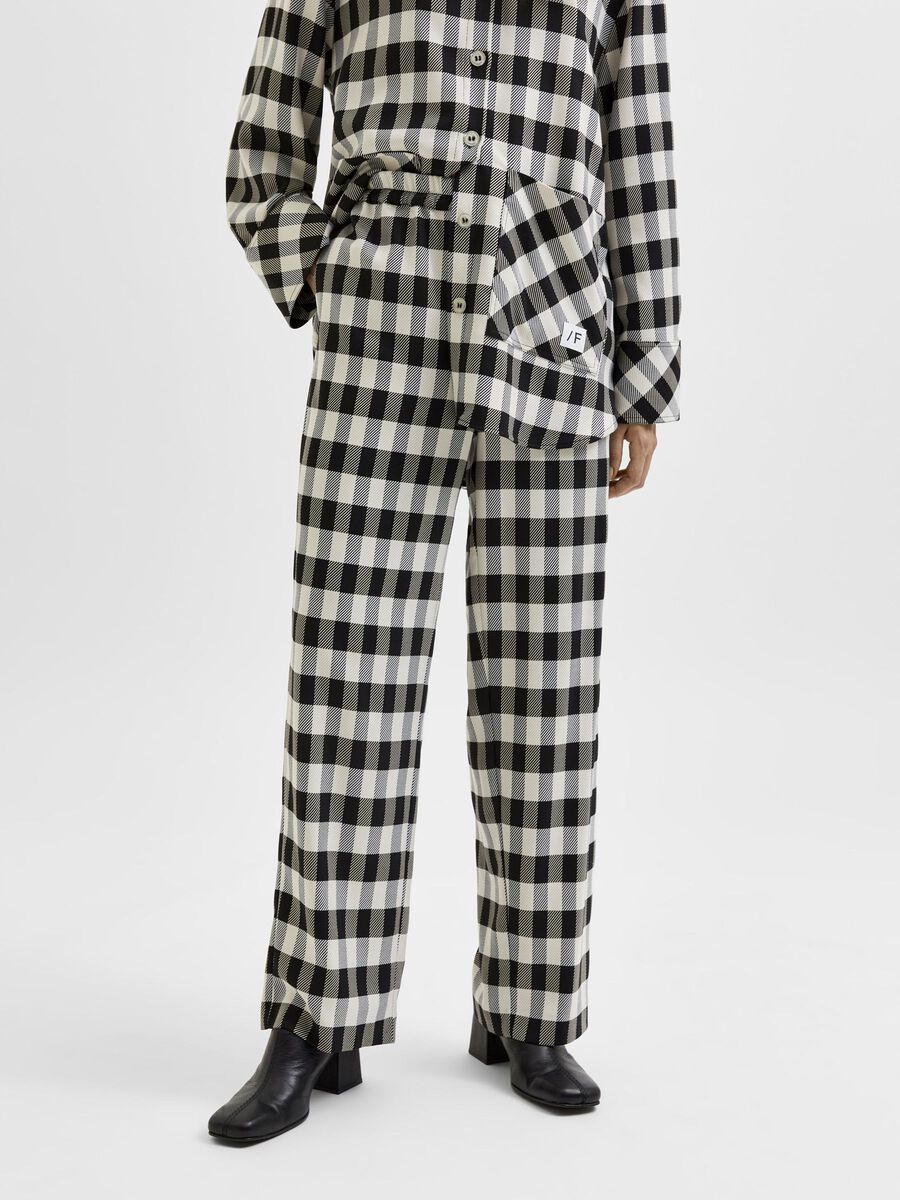 Selected GINGHAM CHECK TROUSERS, Black, highres - 16080460_Black_873992_003.jpg