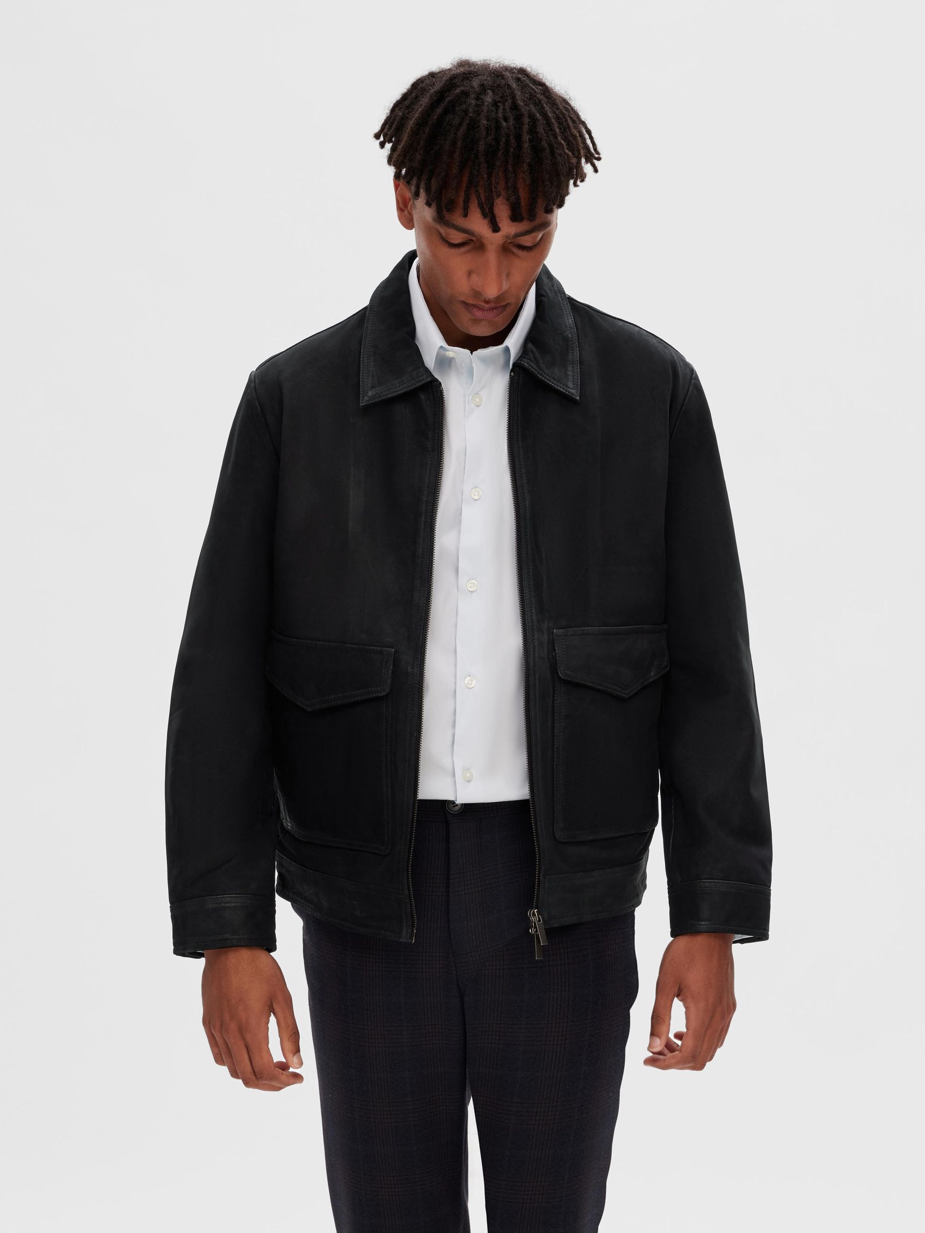 SUEDE JACKET Black SELECTED HOMME