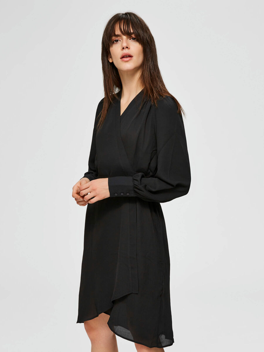 Selected WRAP - MINI DRESS, Black, highres - 16071790_Black_003.jpg