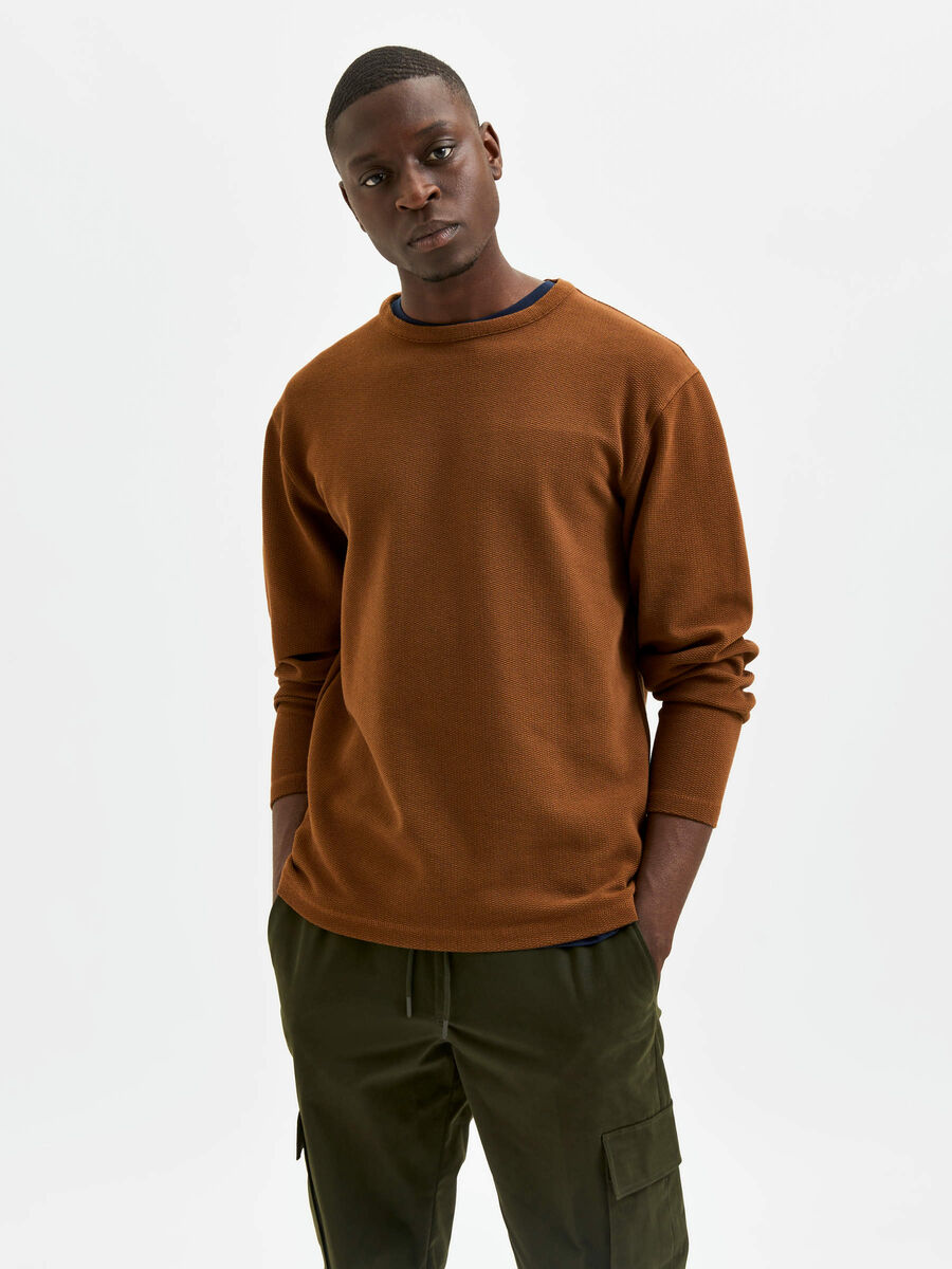 Selected MANCHES LONGUES SWEAT-SHIRT, Emperador, highres - 16081964_Emperador_003.jpg