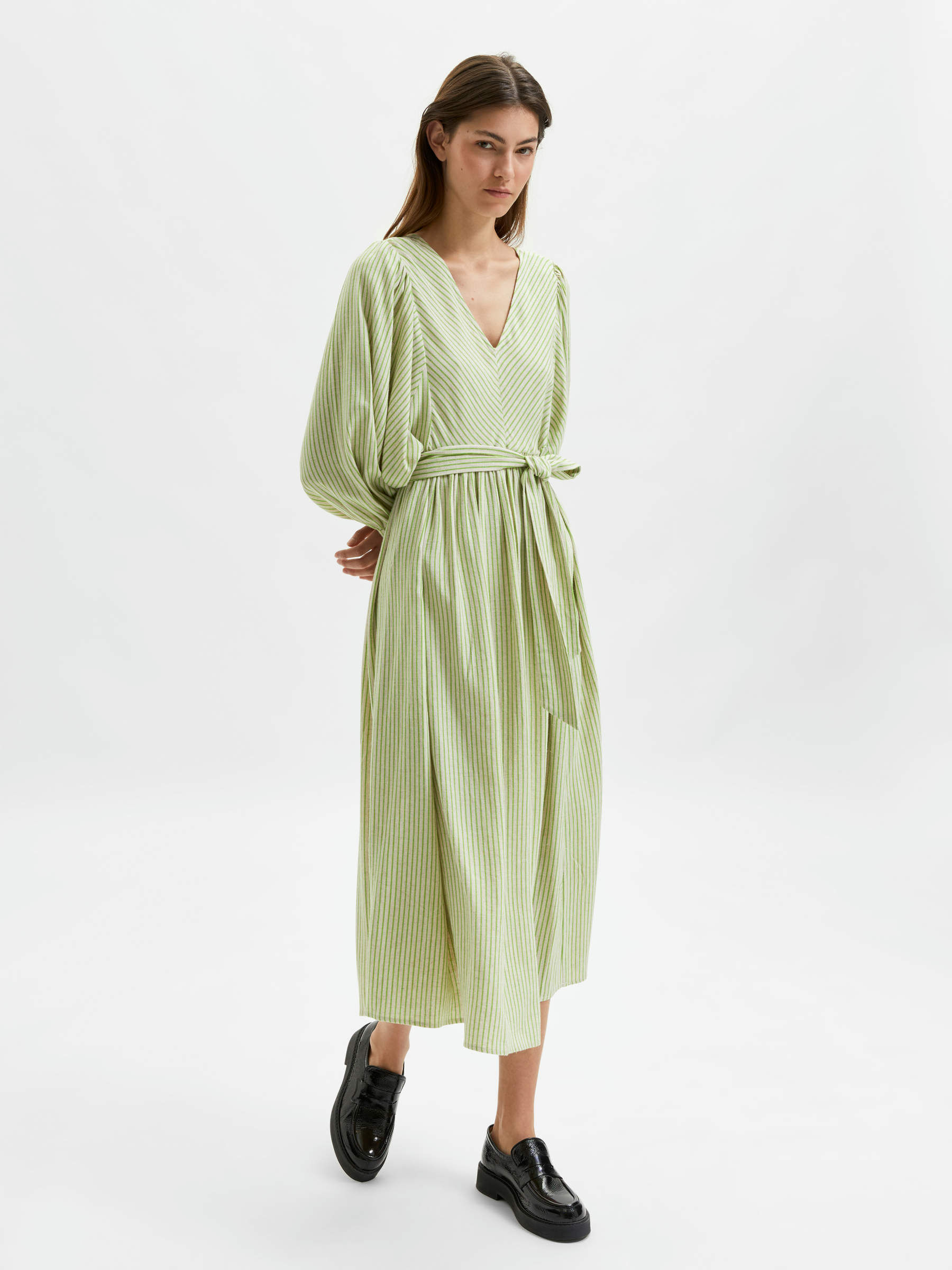 STRIPED MIDI DRESS Green SELECTED FEMME