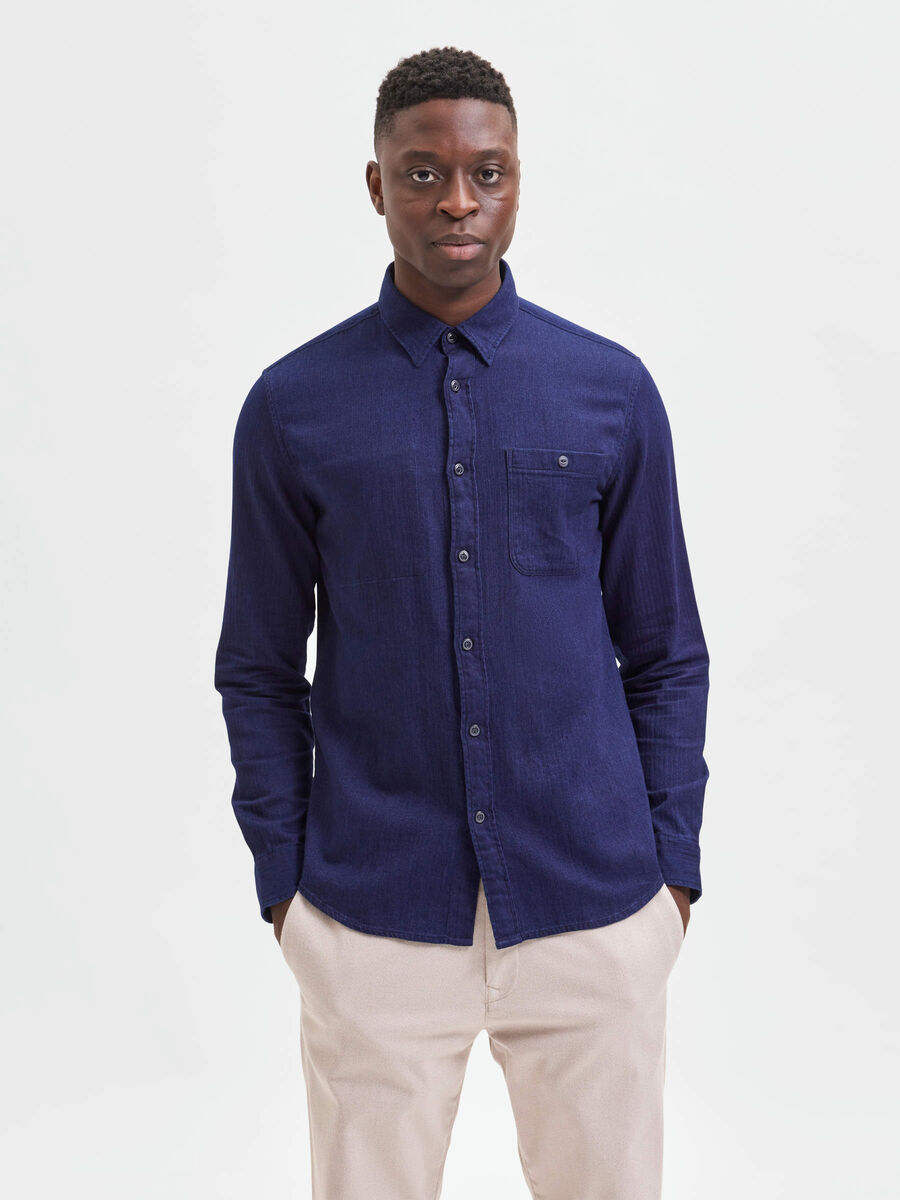 Selected LONG SLEEVED DENIM SHIRT, Dark Blue, highres - 16082171_DarkBlue_003.jpg