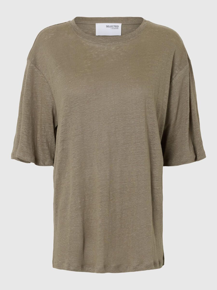 Selected LEINEN T-SHIRT, Vetiver, highres - 16090089_Vetiver_001.jpg