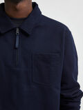 Selected ORGANIC COTTON POLO ZIP SWEATSHIRT, Navy Blazer, highres - 16080153_NavyBlazer_006.jpg