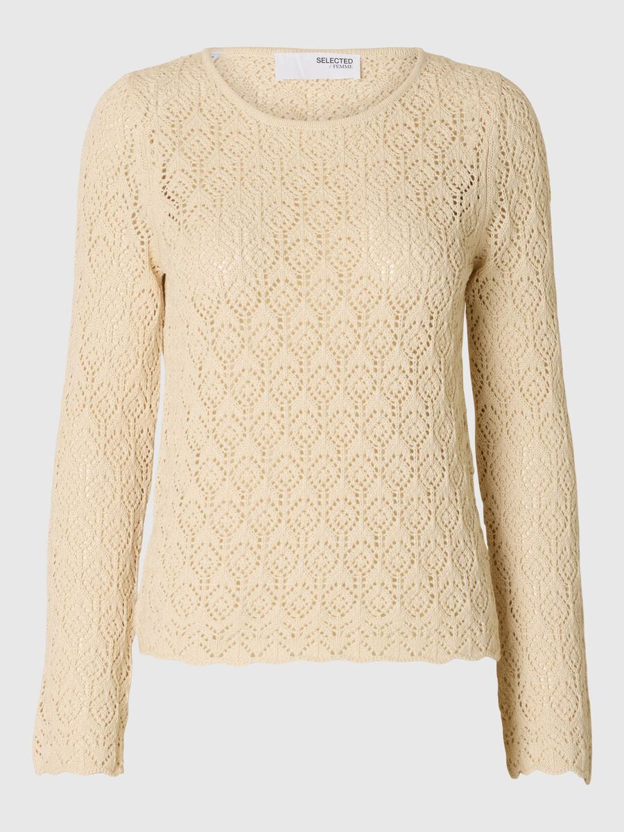 Selected LONG SLEEVED KNITTED TOP, Birch, highres - 16097232_Birch_001.jpg