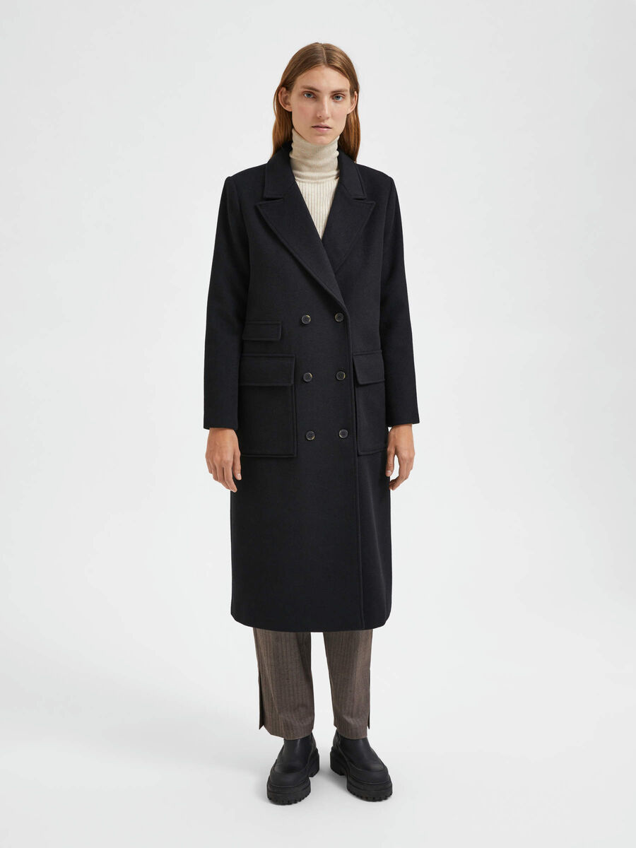 Selected DOUBLE BOUTONNAGE MANTEAU, Black, highres - 16085923_Black_003.jpg