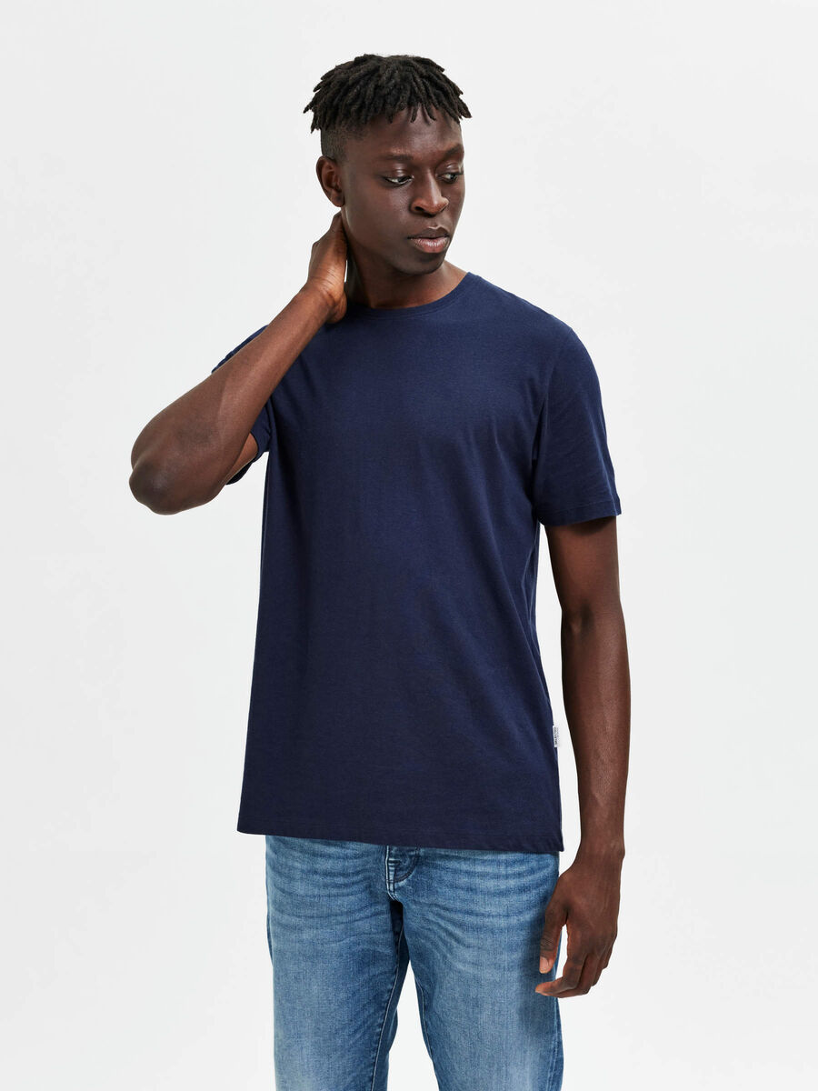 Selected CLASSIC LINEN T-SHIRT, Navy Blazer, highres - 16087859_NavyBlazer_003.jpg
