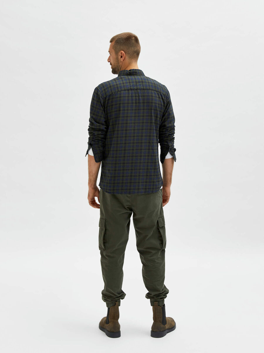 CHECKED LONG SLEEVED SHIRT | Green | SELECTED HOMME®