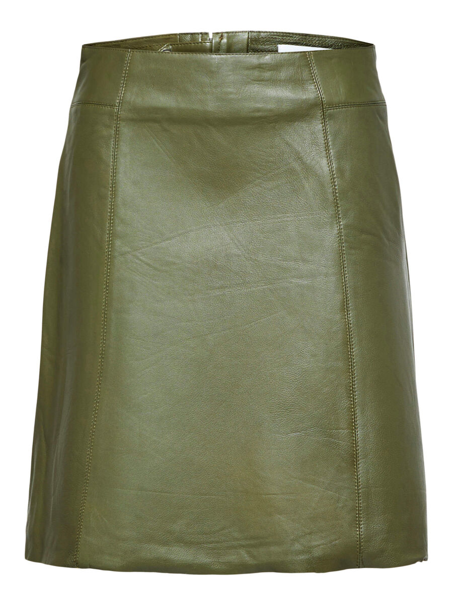 Selected MINI LEATHER SKIRT, Ivy Green, highres - 16084995_IvyGreen_001.jpg